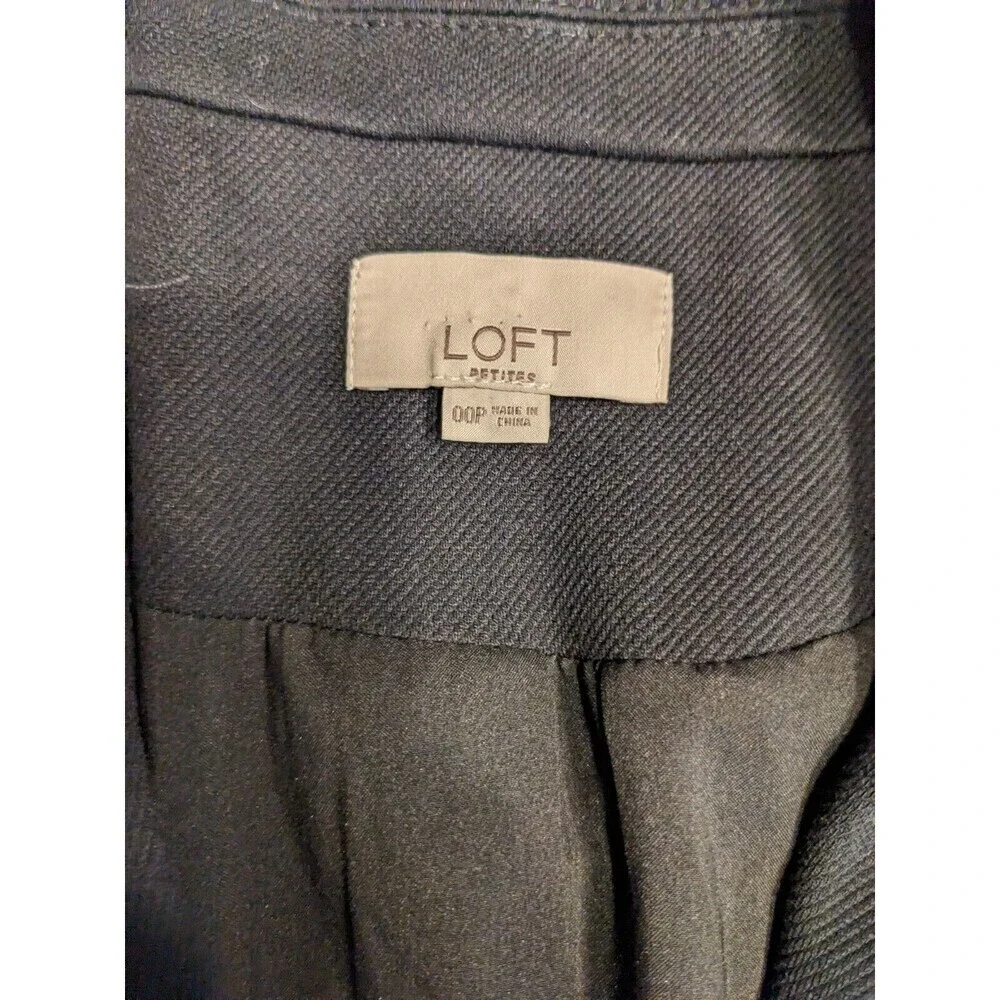 LOFT Women's One Button Blazer Suit Jacket Black Size 00 Petite‎